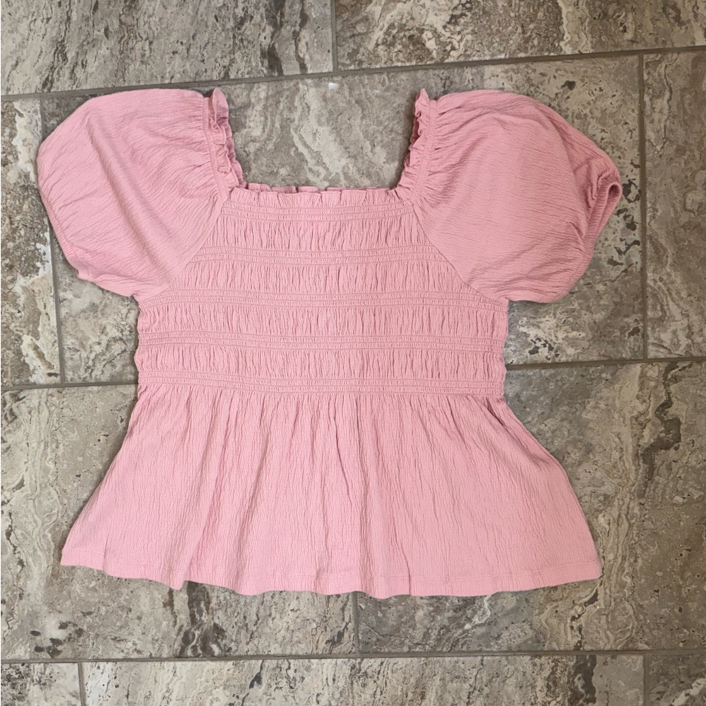 NWT Plus Size XL (14-16) Pearl Blush Puff knit textured Top